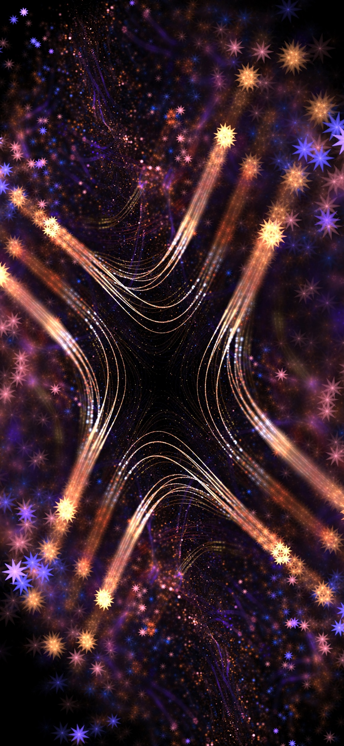 Luces Púrpuras y Azules en un Cielo Azul. Wallpaper in 1125x2436 Resolution