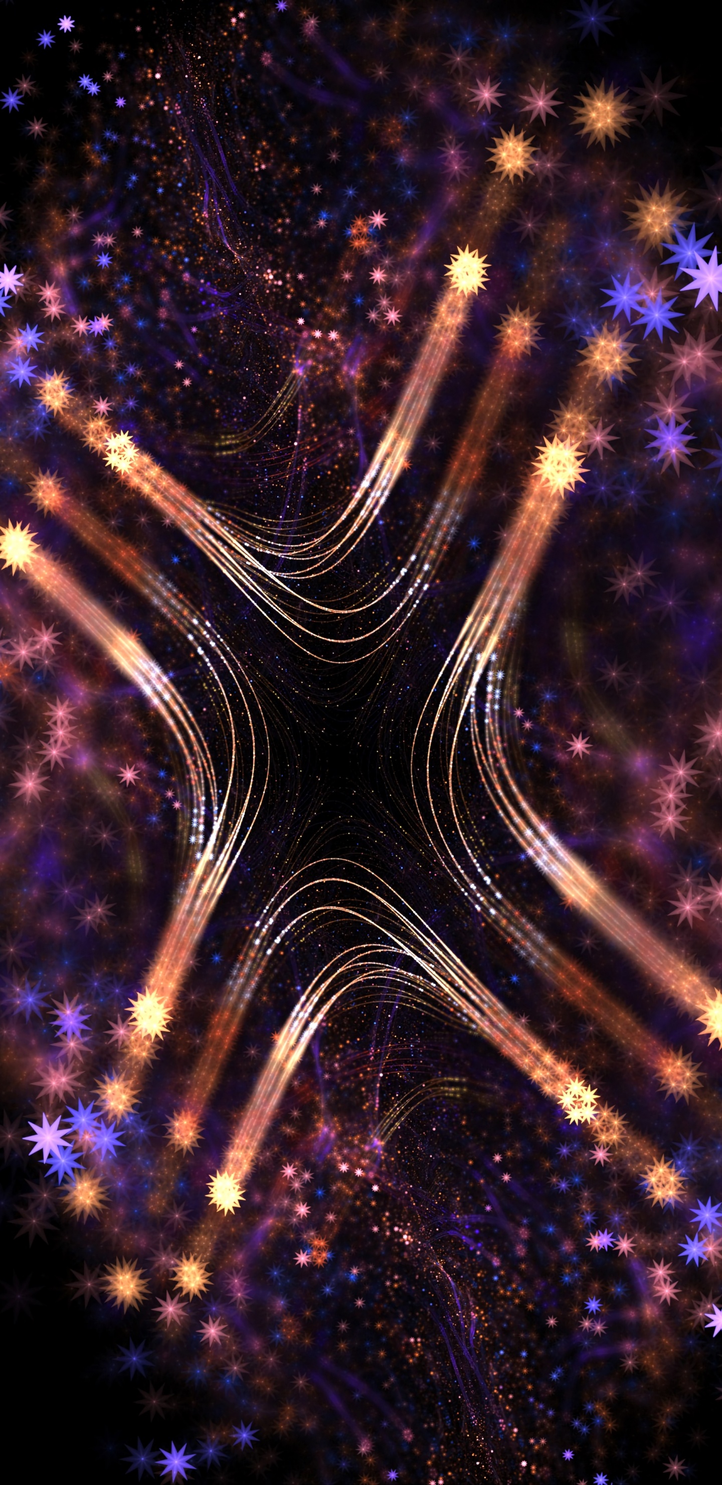 Luces Púrpuras y Azules en un Cielo Azul. Wallpaper in 1440x2960 Resolution