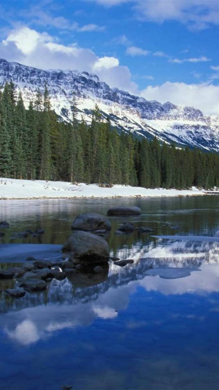 城堡山脉, 弓河, 反射, 性质, 荒野 壁纸 720x1280 允许