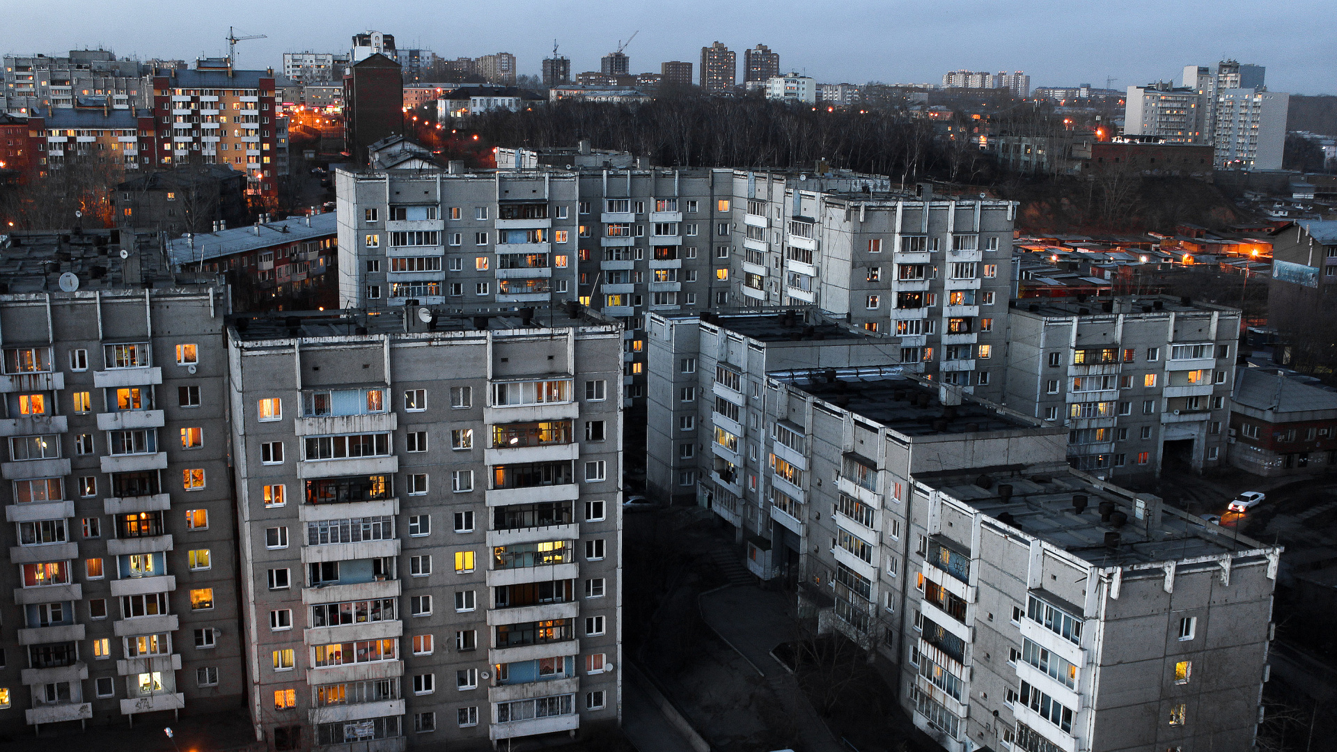 Cars on Road Near High Rise Buildings During Night Time. Wallpaper in 1920x1080 Resolution