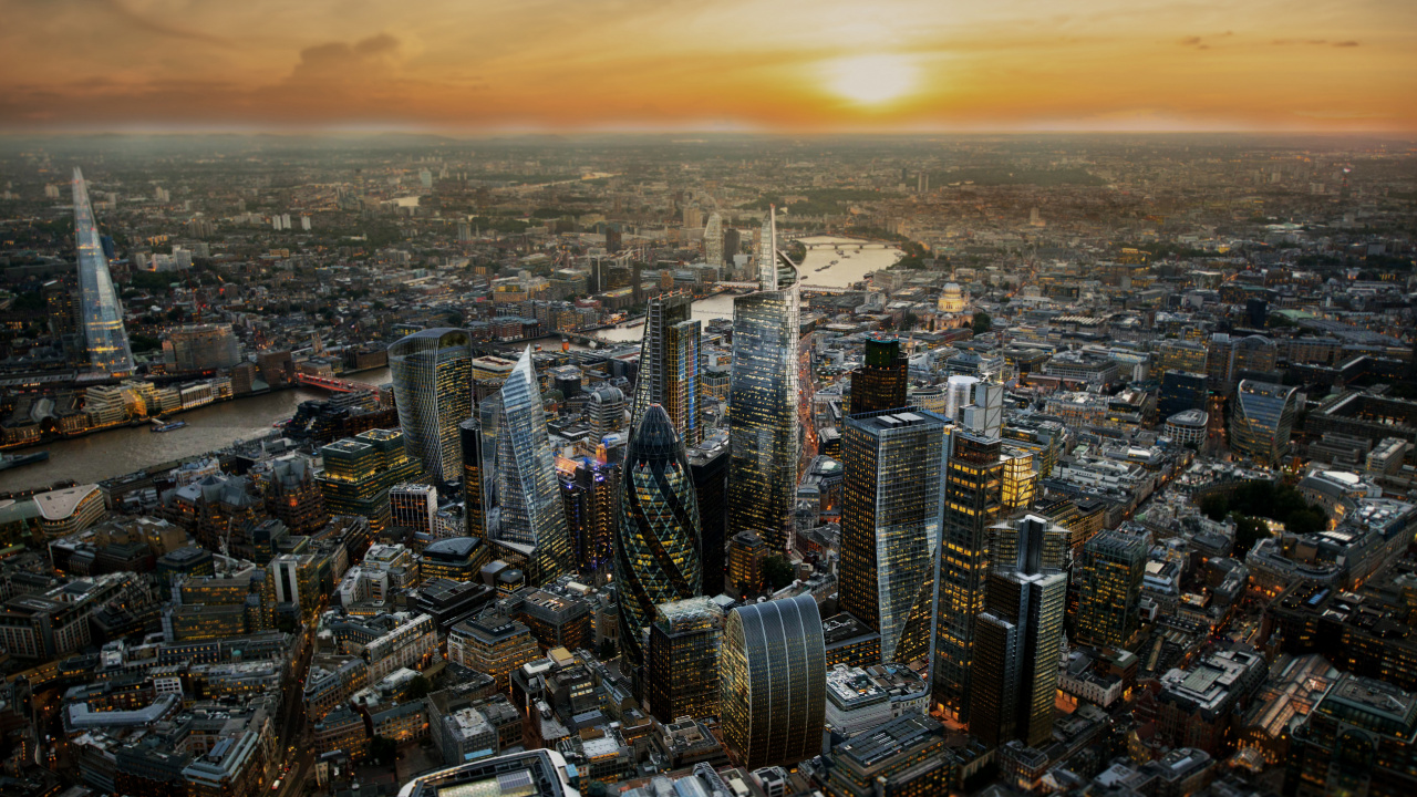 London, Londoner Skyline, Splitter, 30. Marienaxt Die Gurke, Skyline. Wallpaper in 1280x720 Resolution