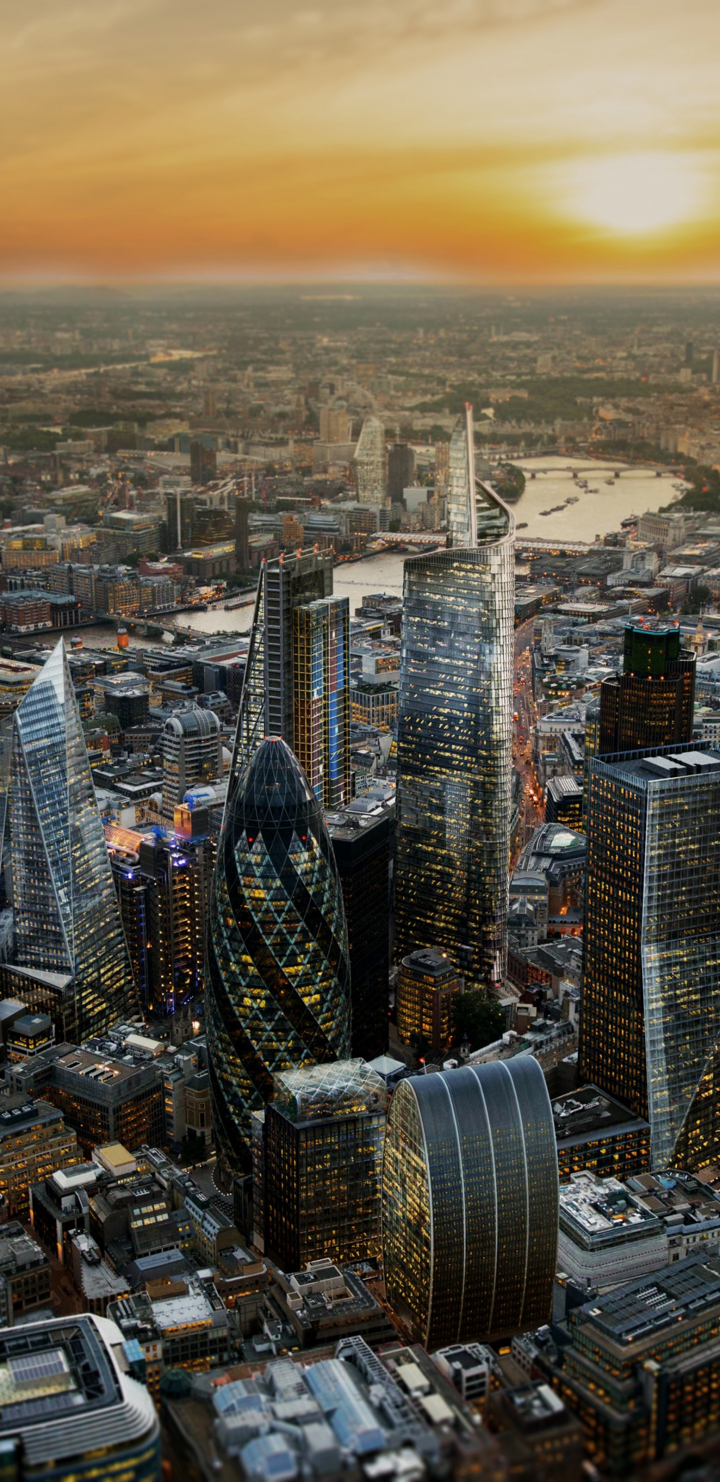 London, Londoner Skyline, Splitter, 30. Marienaxt Die Gurke, Skyline. Wallpaper in 1440x2960 Resolution