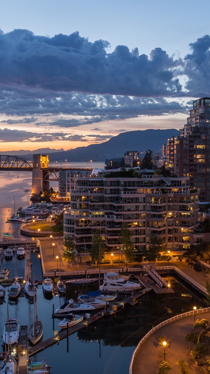 Vue Aérienne Des Bâtiments de la Ville Pendant la Nuit. Wallpaper in 720x1280 Resolution
