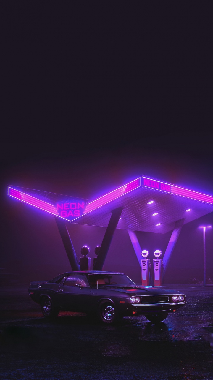 Nacht, Car, Automotive Lighting, Purpur, Kapuze. Wallpaper in 720x1280 Resolution