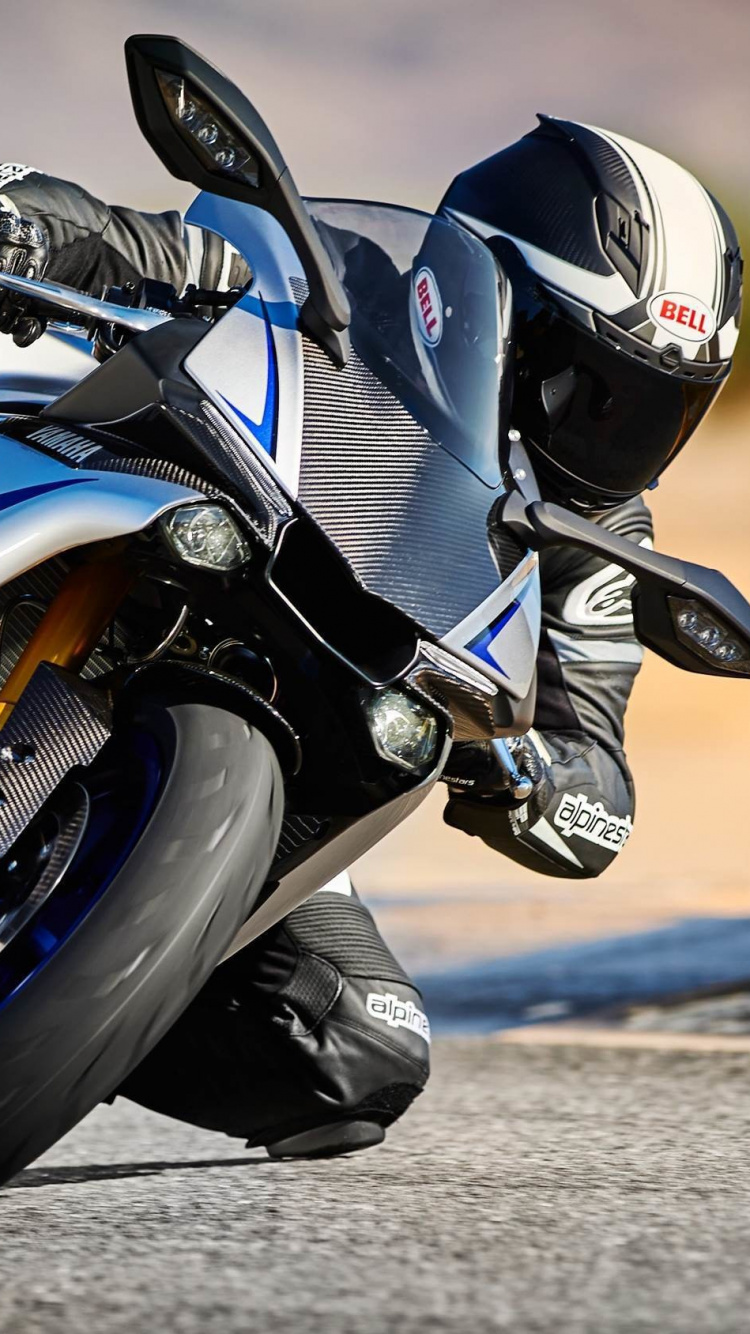 Black and Blue Sports Bike. Wallpaper in 750x1334 Resolution
