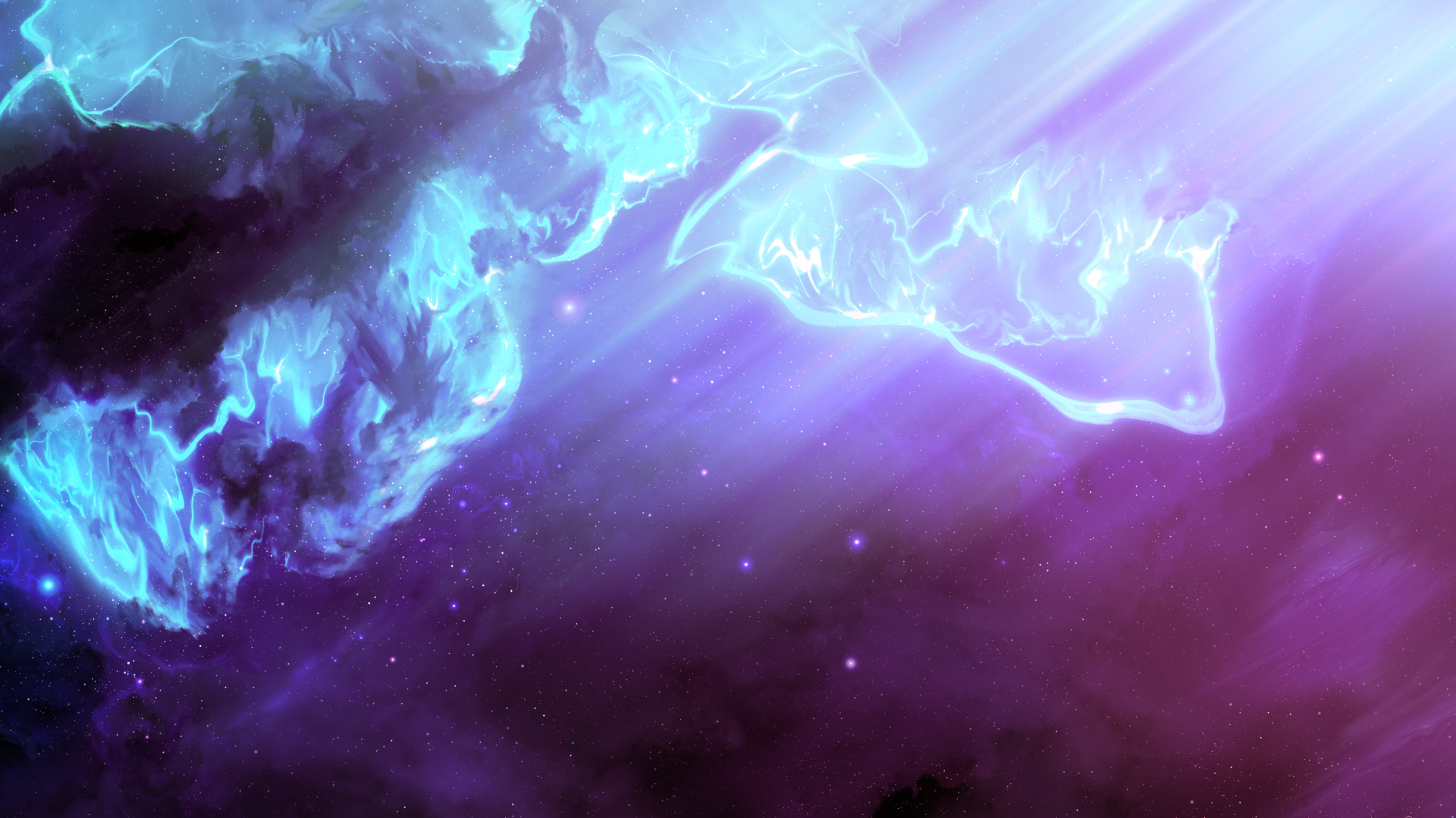 Blue and White Abstract Painting. Wallpaper in 2560x1440 Resolution