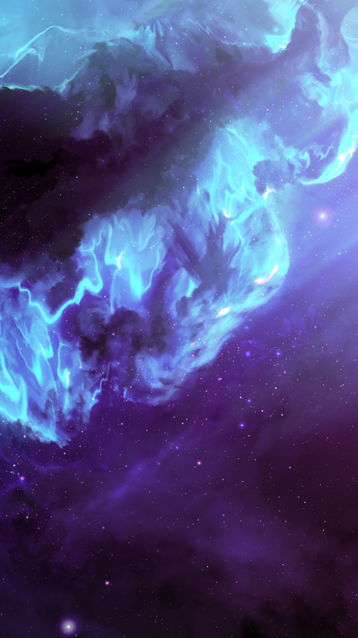 Peinture Abstraite Bleue et Blanche. Wallpaper in 720x1280 Resolution