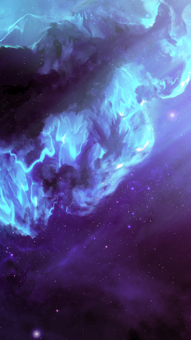 Peinture Abstraite Bleue et Blanche. Wallpaper in 750x1334 Resolution