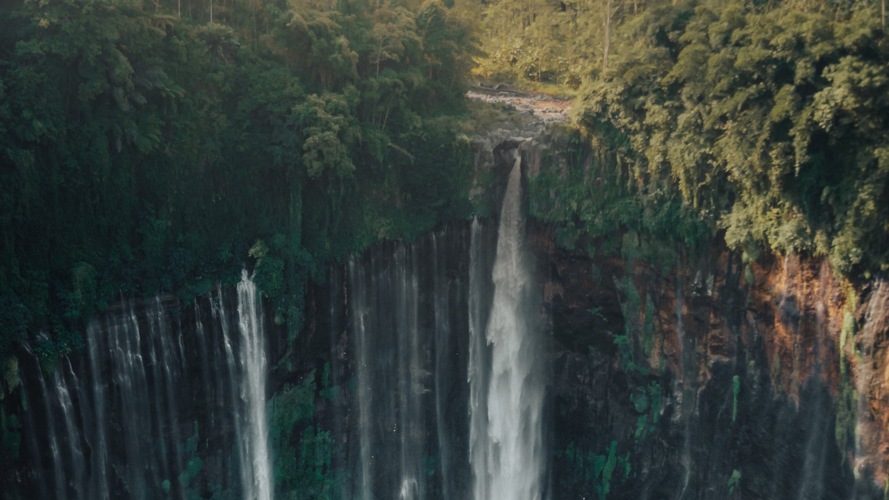 Water, Cloud, Mountain, Waterfall, Natural Landscape. Wallpaper in 1280x720 Resolution