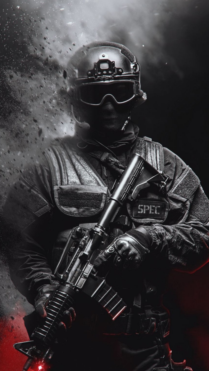 Soldier, Helmet, Sleeve, Headgear, Machine Gun. Wallpaper in 720x1280 Resolution