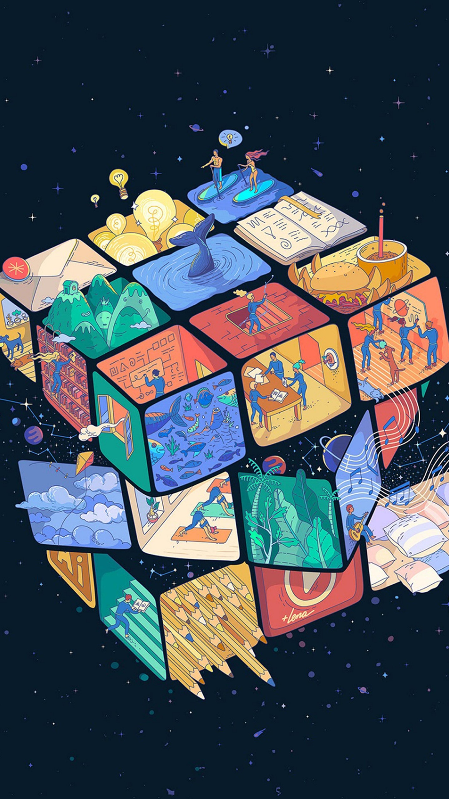 Cubo de Rubik, Rubik, Cubo, Arte, el Diseño Urbano. Wallpaper in 1440x2560 Resolution