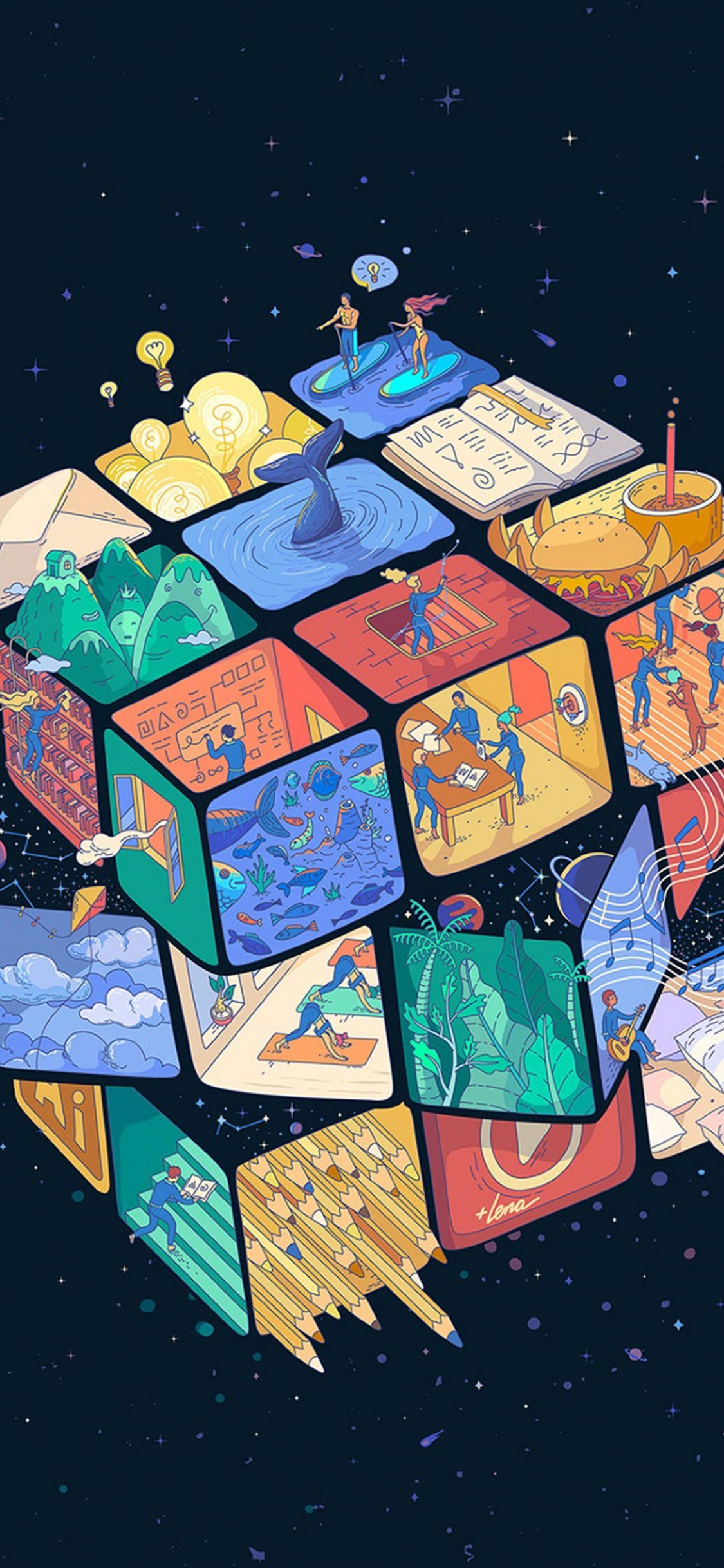 Zauberwürfel, Rubiken, Cube, Kunst, Städtebau. Wallpaper in 1125x2436 Resolution