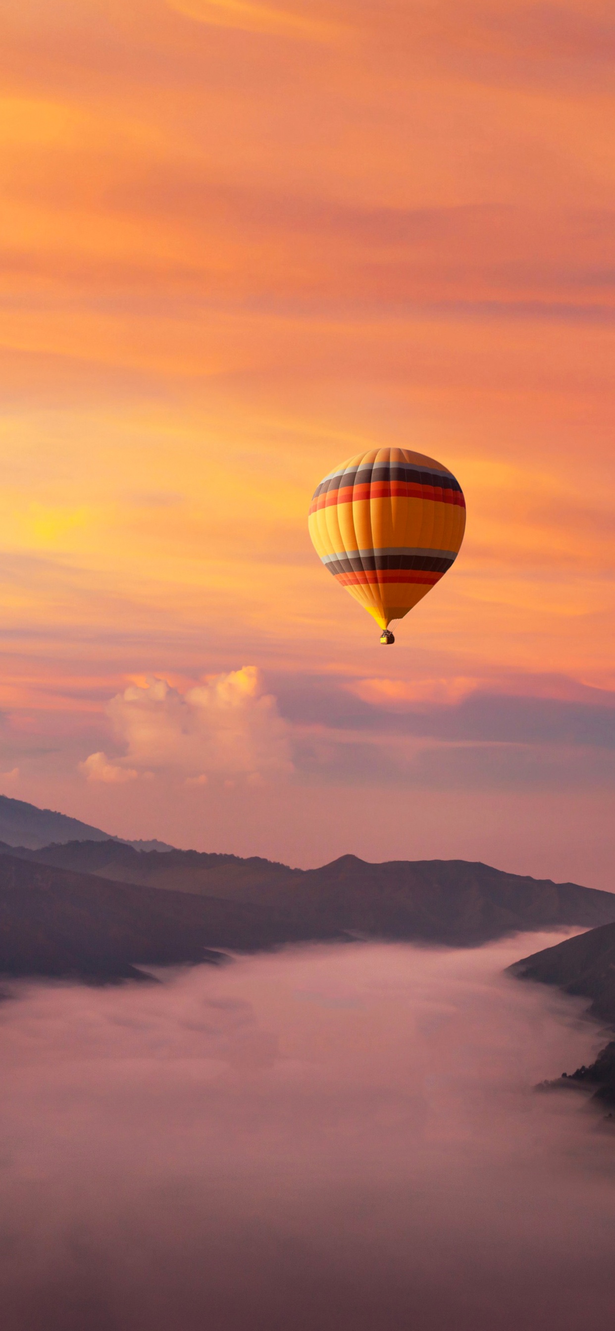 Globo de Aire Caliente, Puesta, Globo, Naturaleza, Globos de Aire Caliente. Wallpaper in 1242x2688 Resolution