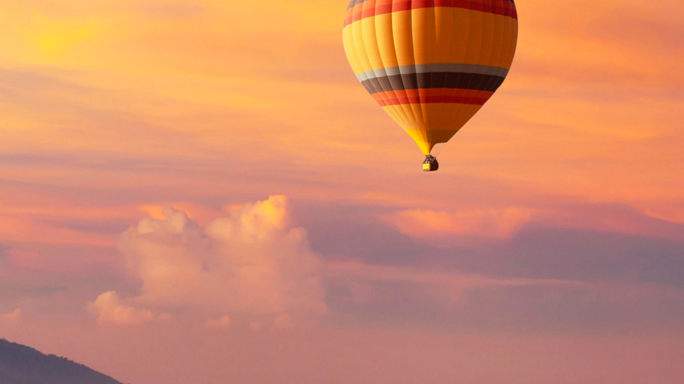 Hot Air Balloon, Sunset, Balloon, Nature, Hot Air Ballooning. Wallpaper in 1366x768 Resolution