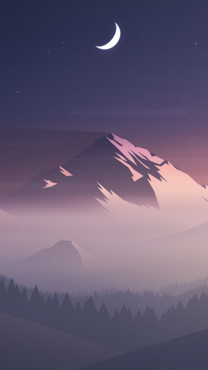 Silhouette de Montagne Pendant la Nuit. Wallpaper in 720x1280 Resolution