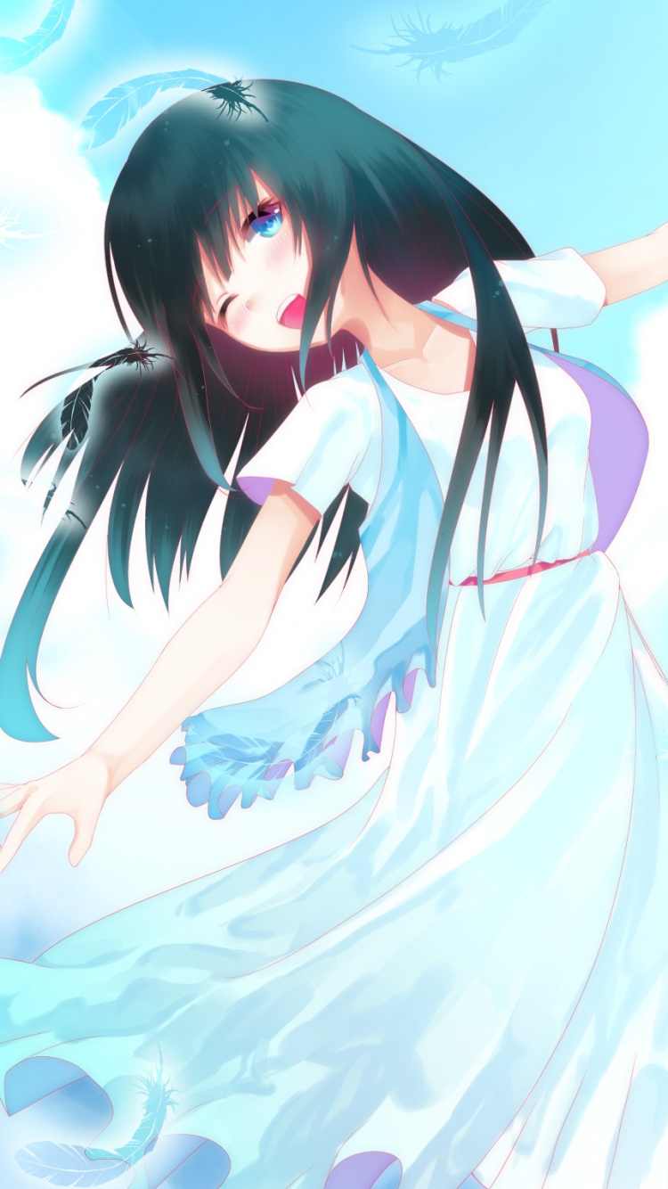 Black Haired Female Anime Character. Wallpaper in 750x1334 Resolution