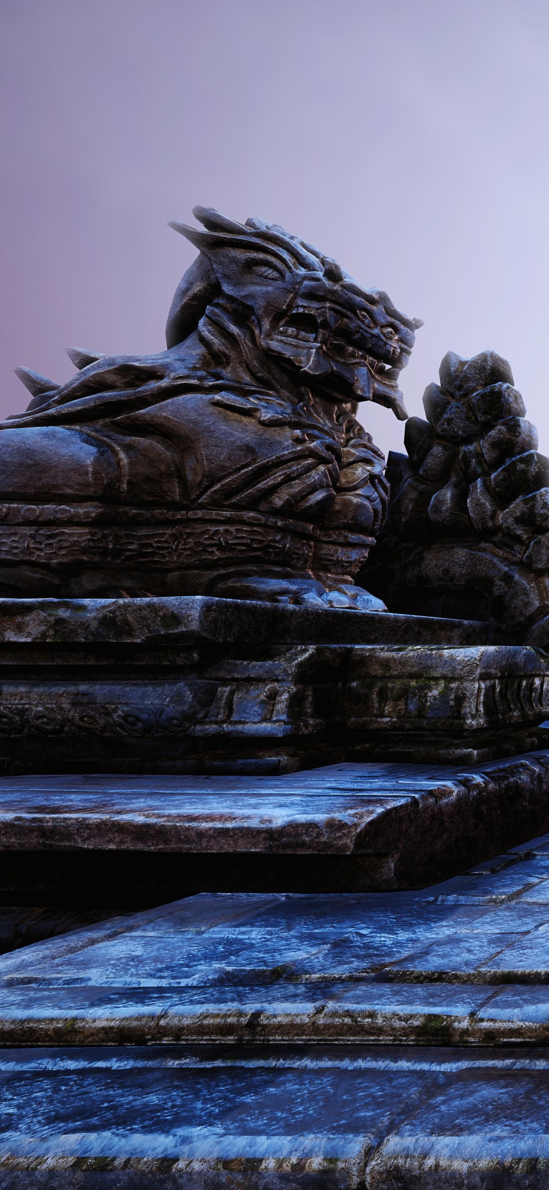 Camino de Hormigón Gris Entre Rocas Grises Bajo un Cielo Blanco Durante el Día. Wallpaper in 1125x2436 Resolution