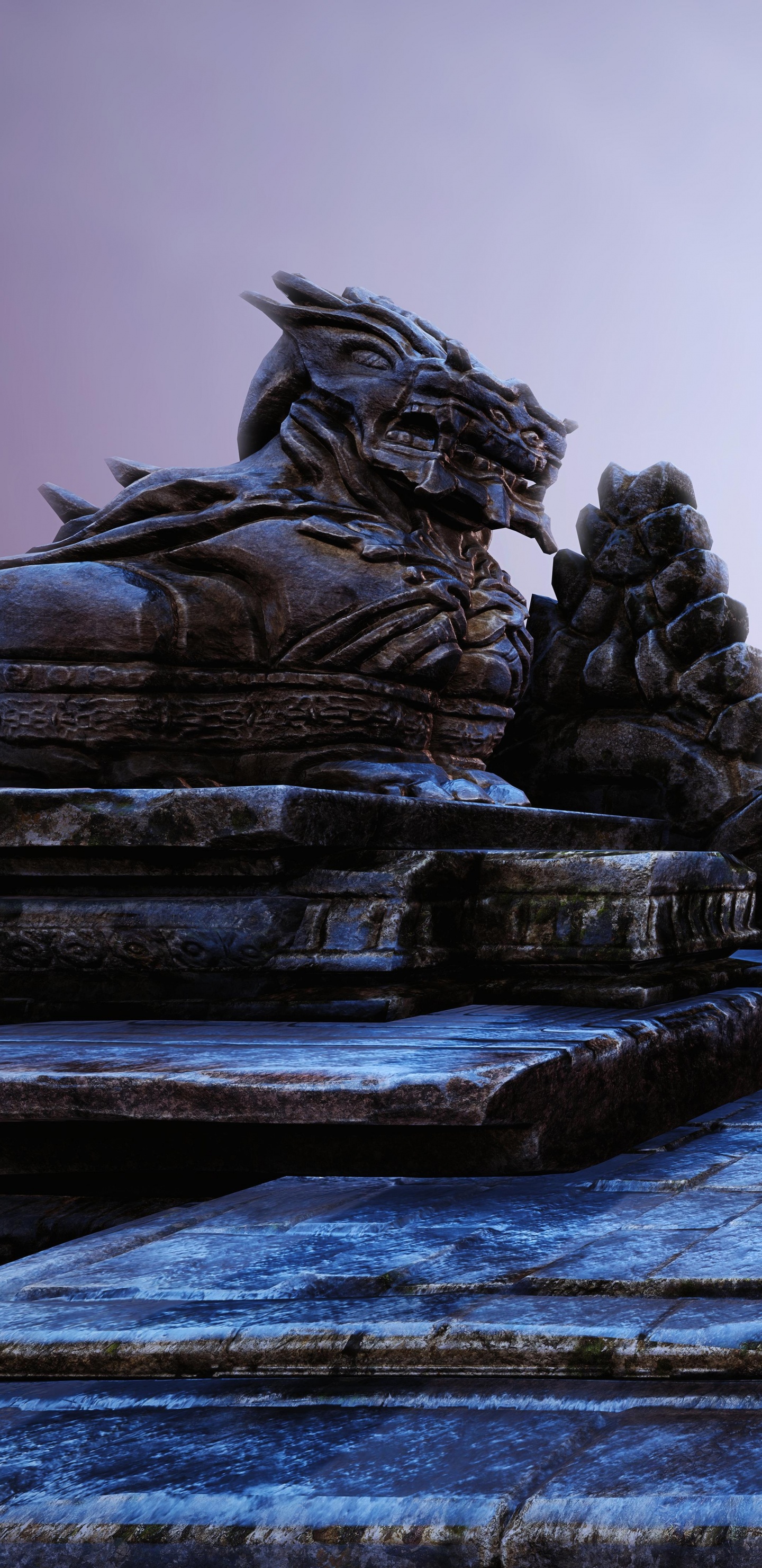 Camino de Hormigón Gris Entre Rocas Grises Bajo un Cielo Blanco Durante el Día. Wallpaper in 1440x2960 Resolution