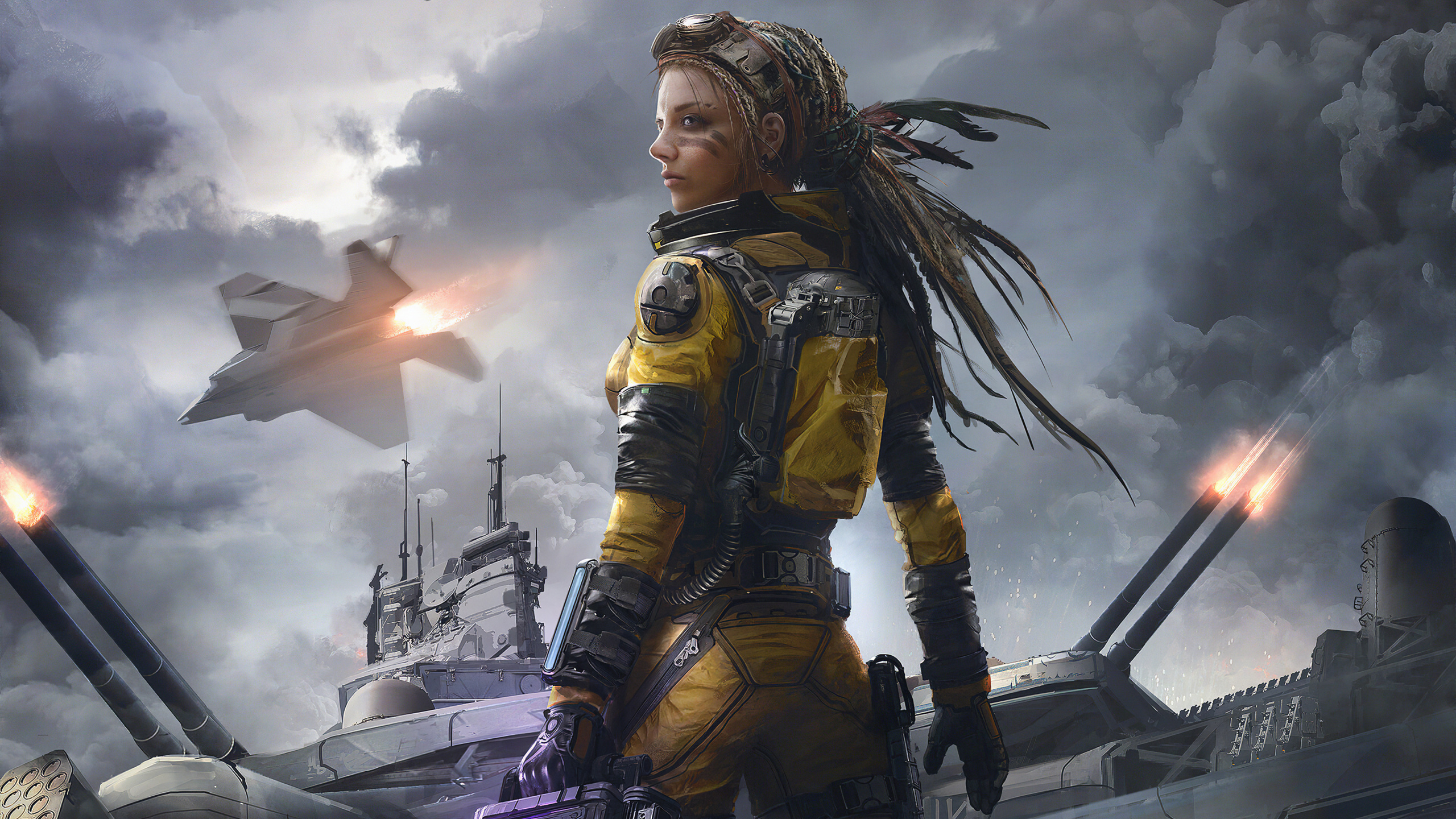 Warrior Soldier Girls, Art, Work of Art, Cloud, Outerwear. Wallpaper in 2560x1440 Resolution