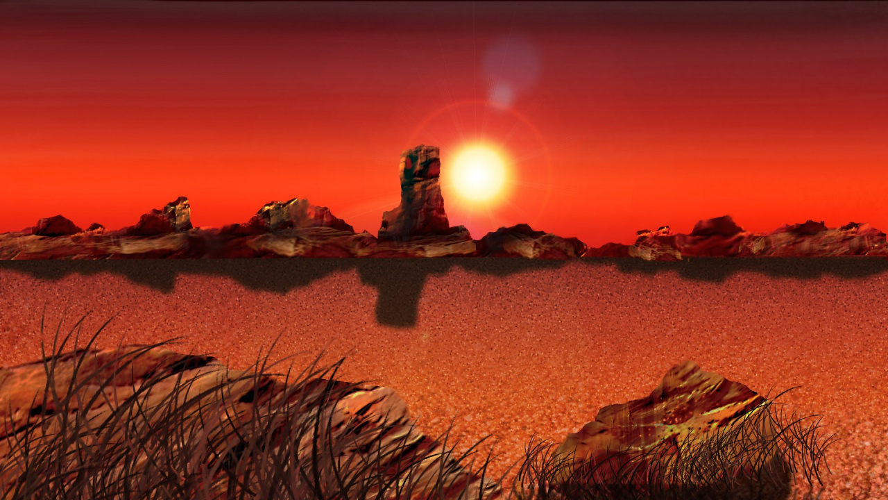 Brauner Sand Und Grüne Pflanzen Bei Sonnenuntergang. Wallpaper in 1280x720 Resolution