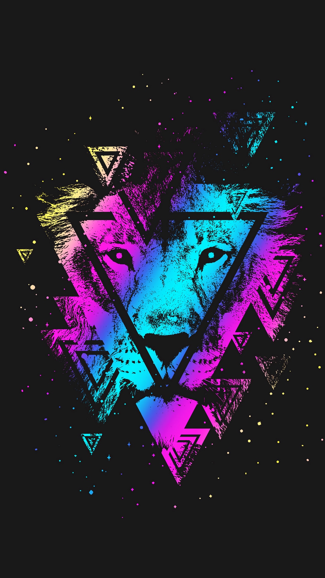 Lion, Color, Purple, Violette, Art. Wallpaper in 1080x1920 Resolution