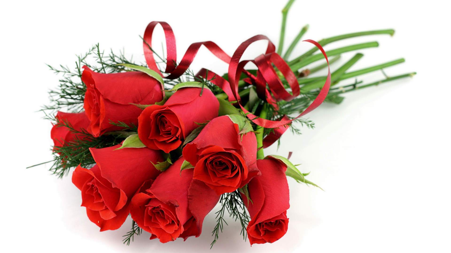 Red Roses on White Textile. Wallpaper in 1920x1080 Resolution