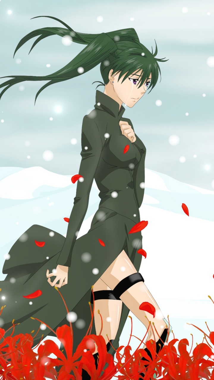 Femme en Manteau Noir Avec Des Ailes Personnage D'anime. Wallpaper in 720x1280 Resolution