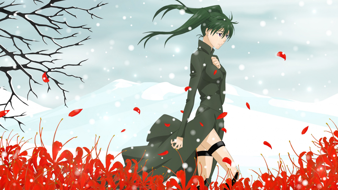 Mujer en Abrigo Negro Con Alas Personaje de Anime. Wallpaper in 1366x768 Resolution