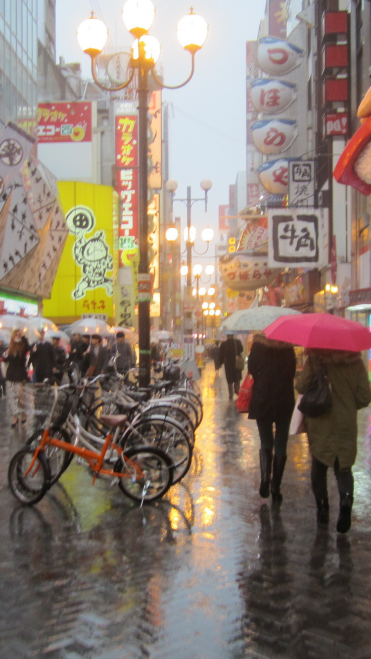 People Walking on Street With Umbrella During Daytime. Wallpaper in 750x1334 Resolution
