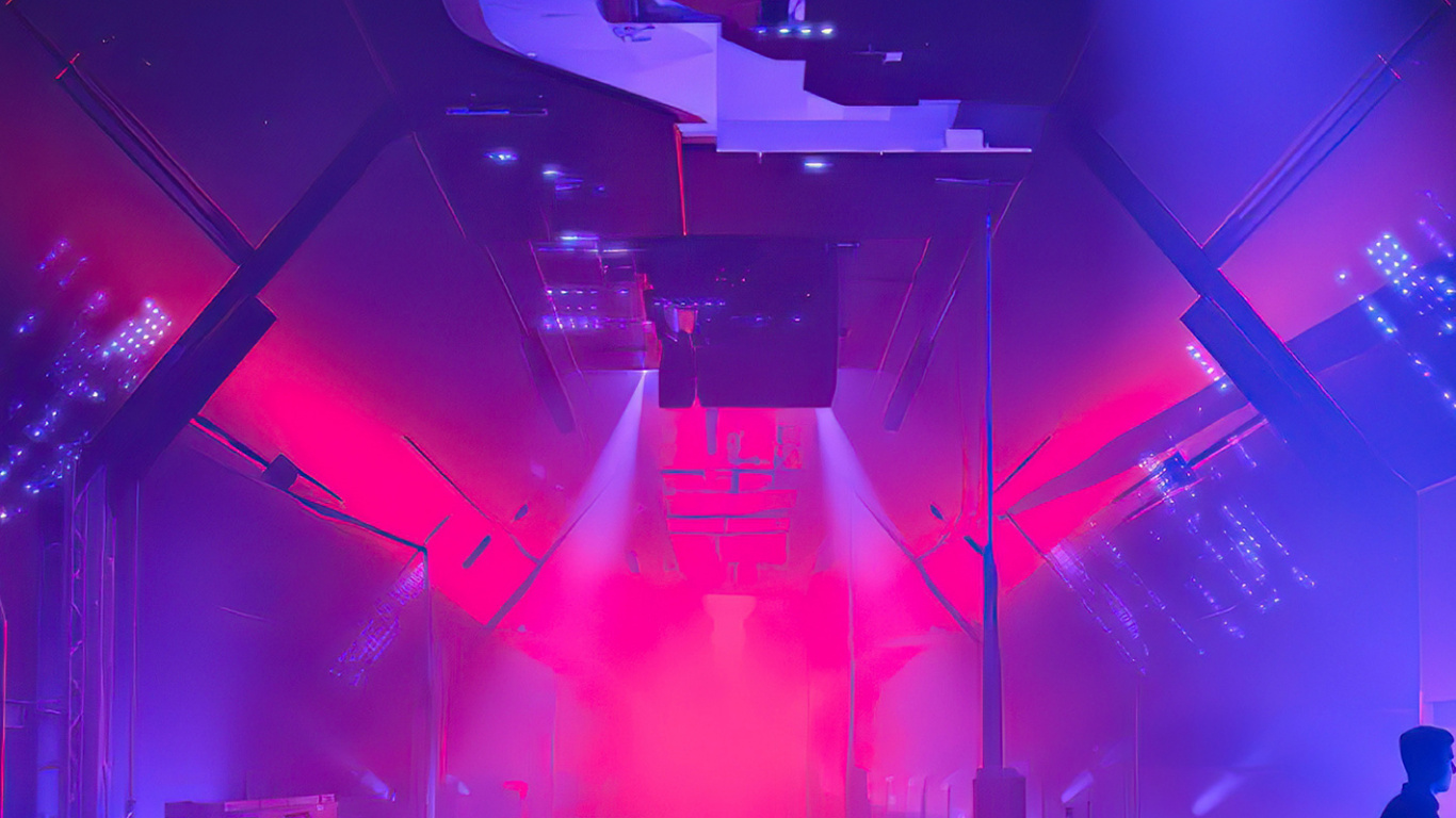 Dreamatic, Concert, Stage, Synthwave, Illustration. Wallpaper in 1366x768 Resolution