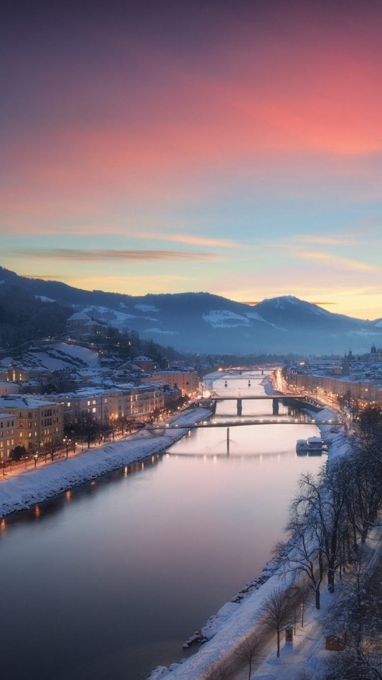 冬天, 晚上, 早上, 日落, 黎明 壁纸 750x1334 允许