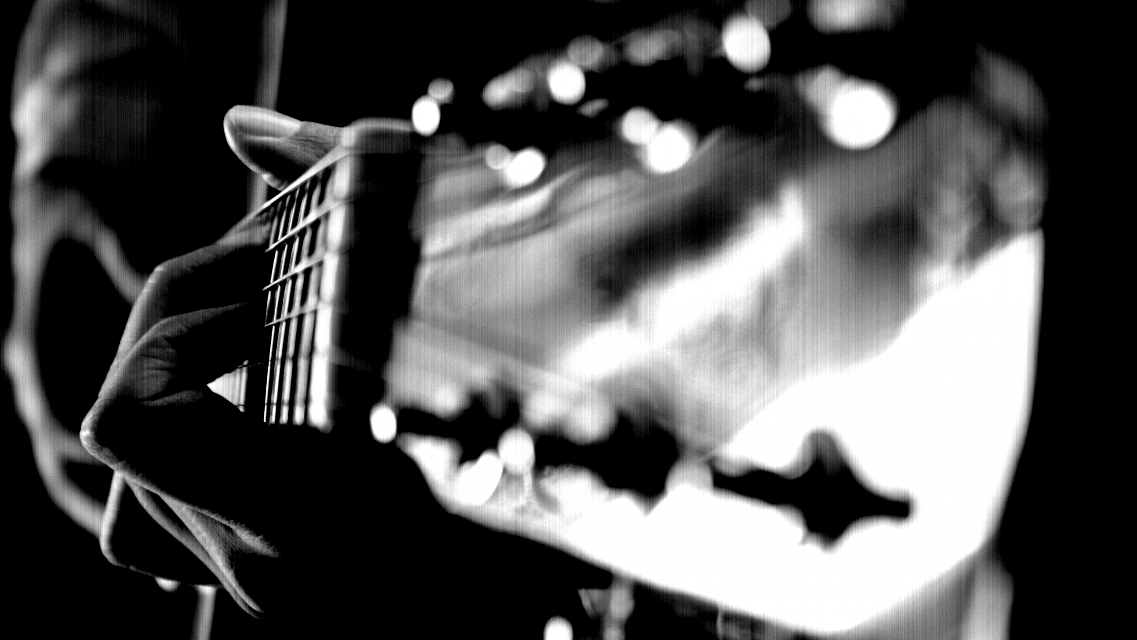 吉他, 吉他手, 拨弦乐器, 黑色的, 麦克风 壁纸 3840x2160 允许