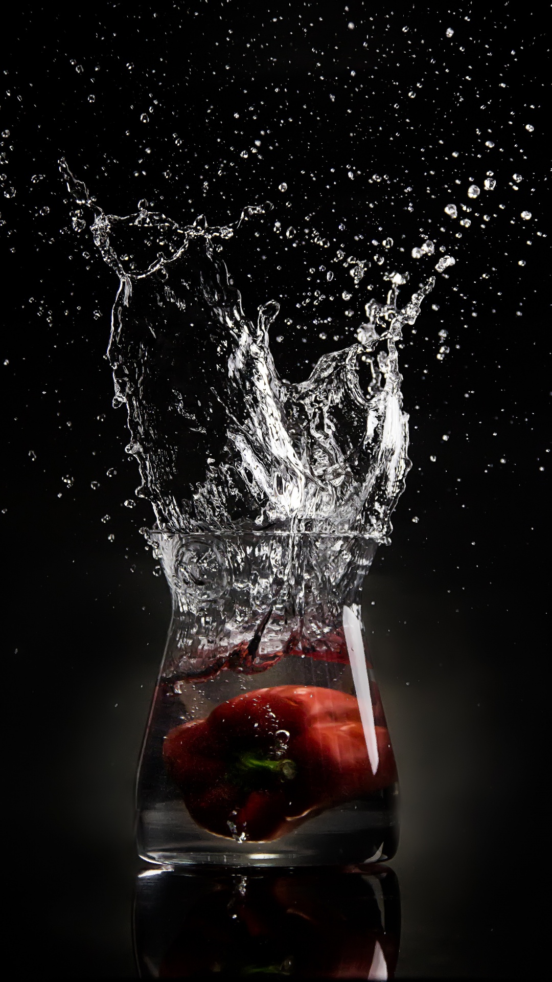 Red Rose in Water Splash. Wallpaper in 1080x1920 Resolution