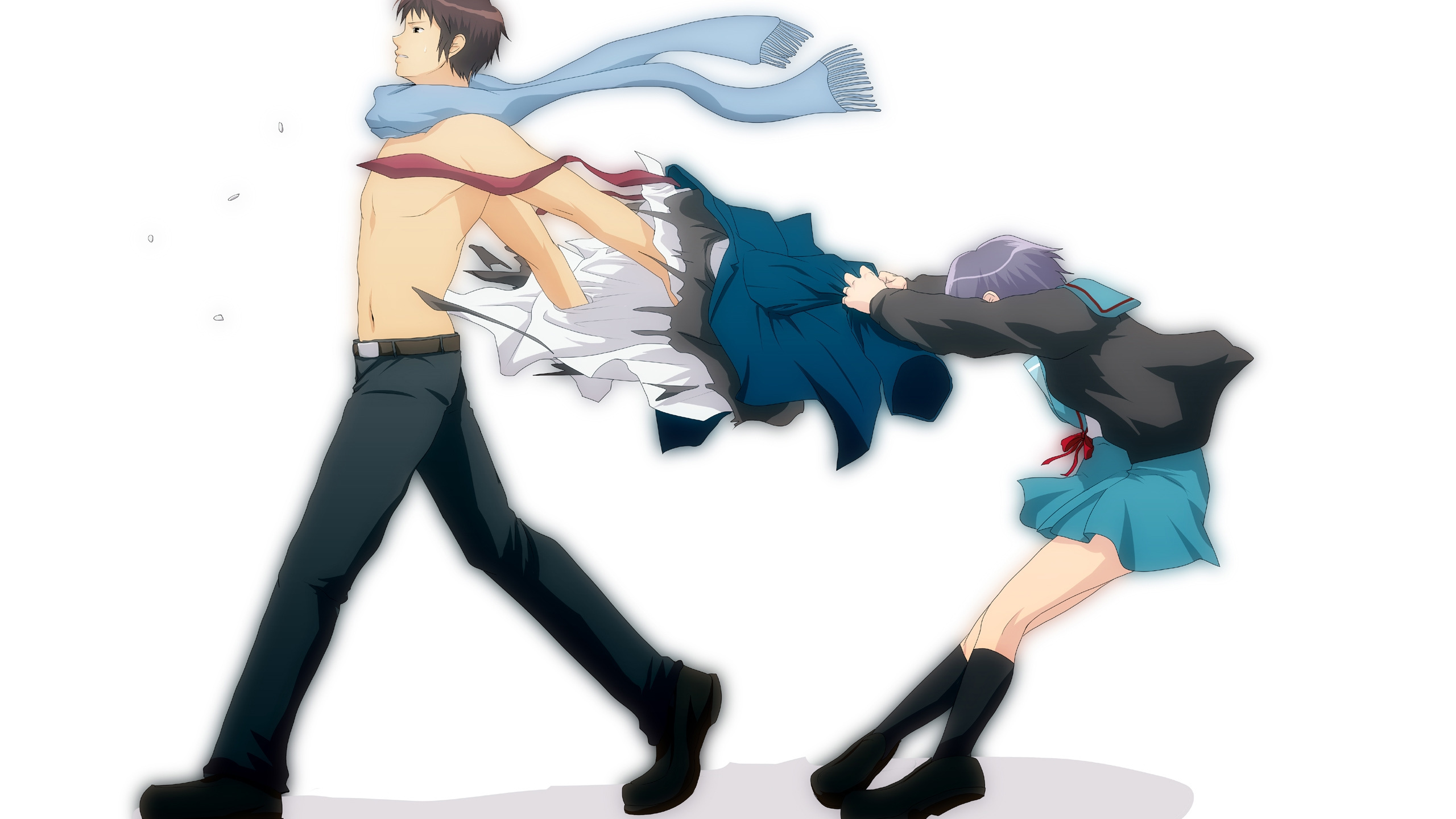 Frau im Blauen Und Weißen Kleid Anime-Charakter. Wallpaper in 2560x1440 Resolution