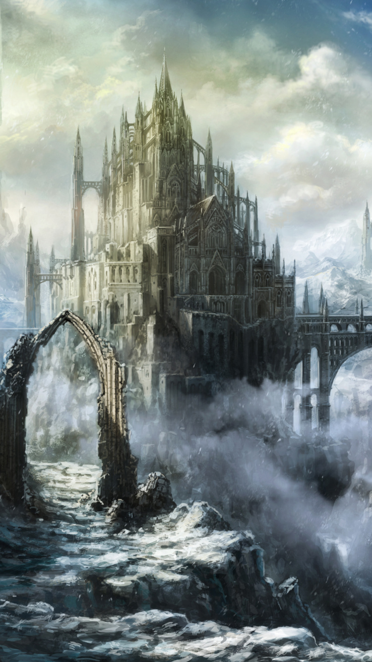 Bridge Over River Near Mountain. Wallpaper in 750x1334 Resolution