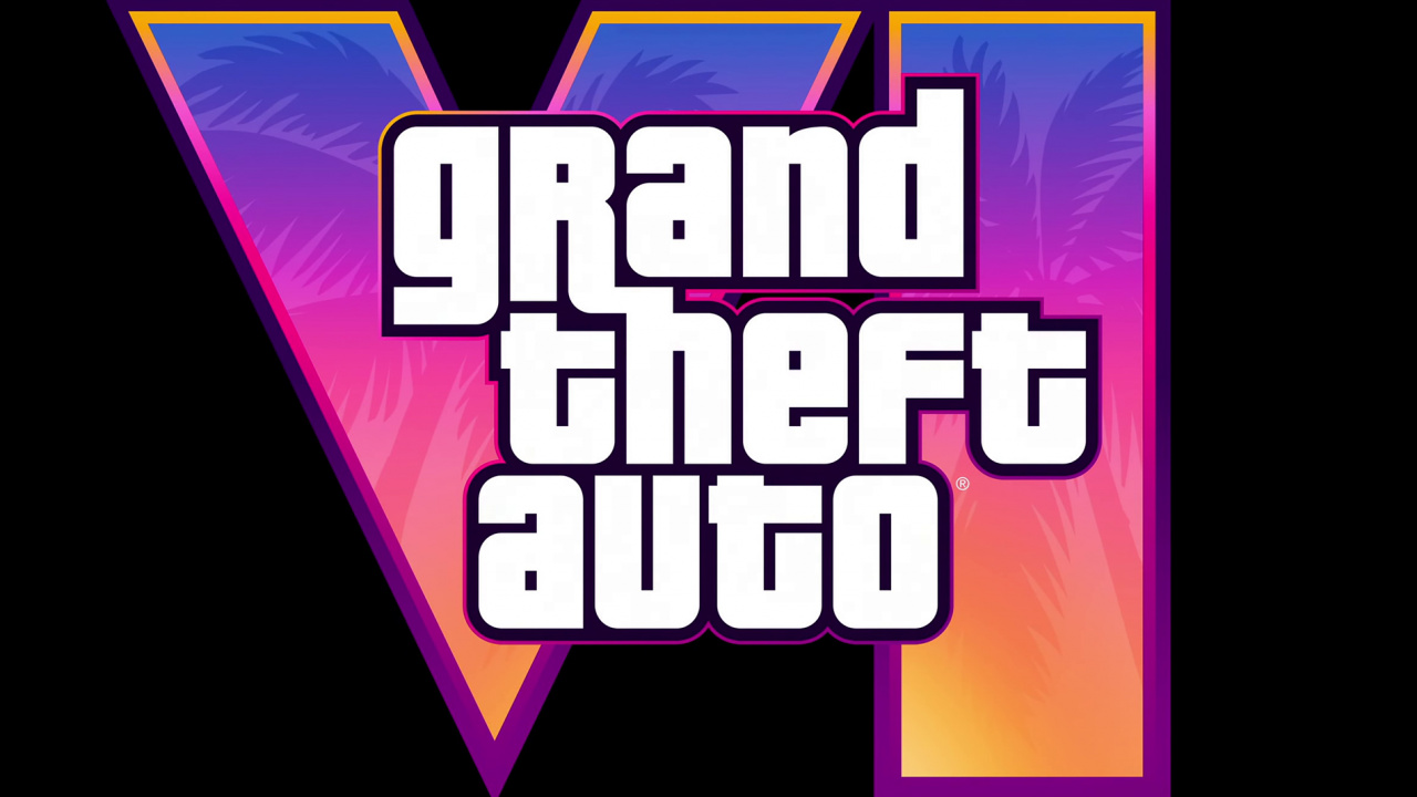 Logo GTA VI, Grand Theft Auto VI, Grand Theft Auto v, Rockstar Games, Firmenzeichen. Wallpaper in 1280x720 Resolution
