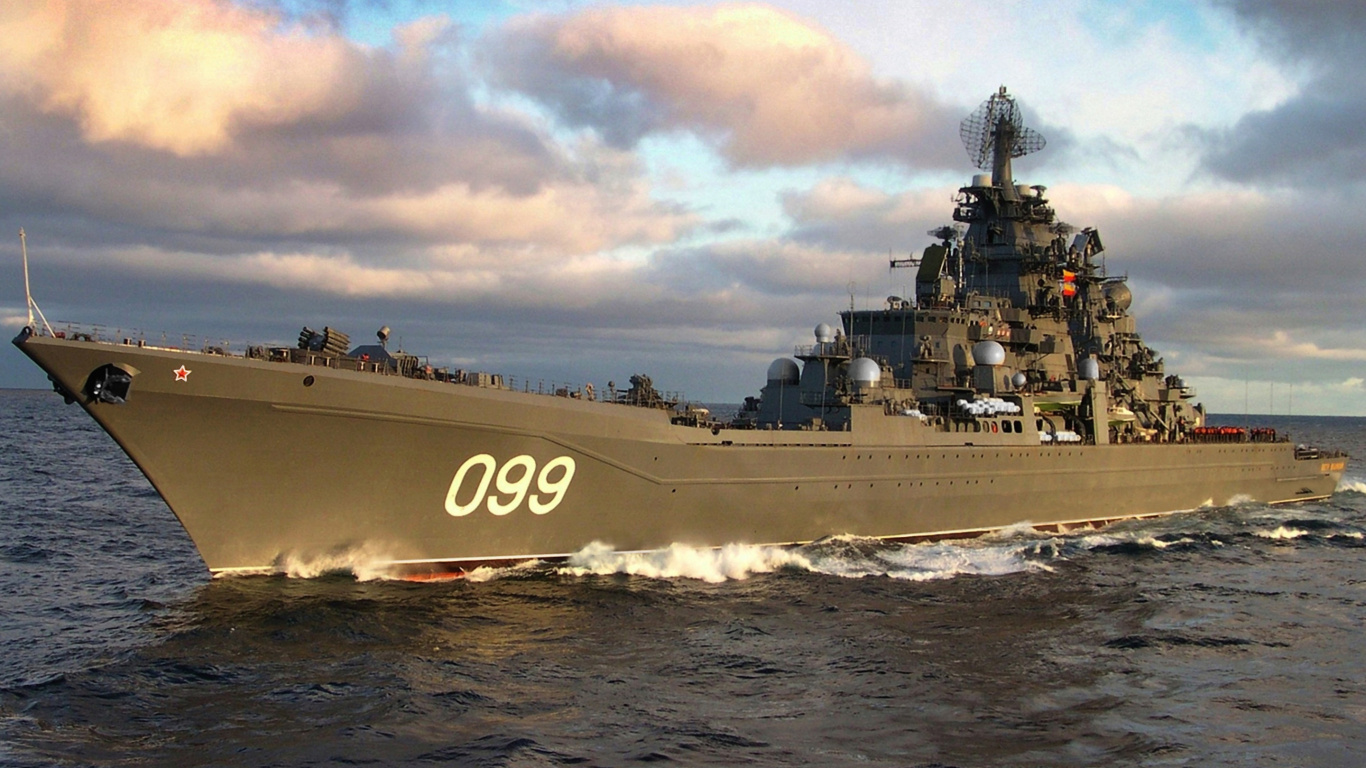 Russian Battlecruiser Pyotr Velikiy, Cruiser, Warship, Battleship, Naval Ship. Wallpaper in 1366x768 Resolution