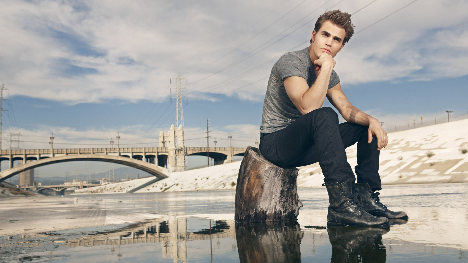Paul Wesley, The Vampire Diaries, Stefan Salvatore, Wasser, Jean. Wallpaper in 1920x1080 Resolution