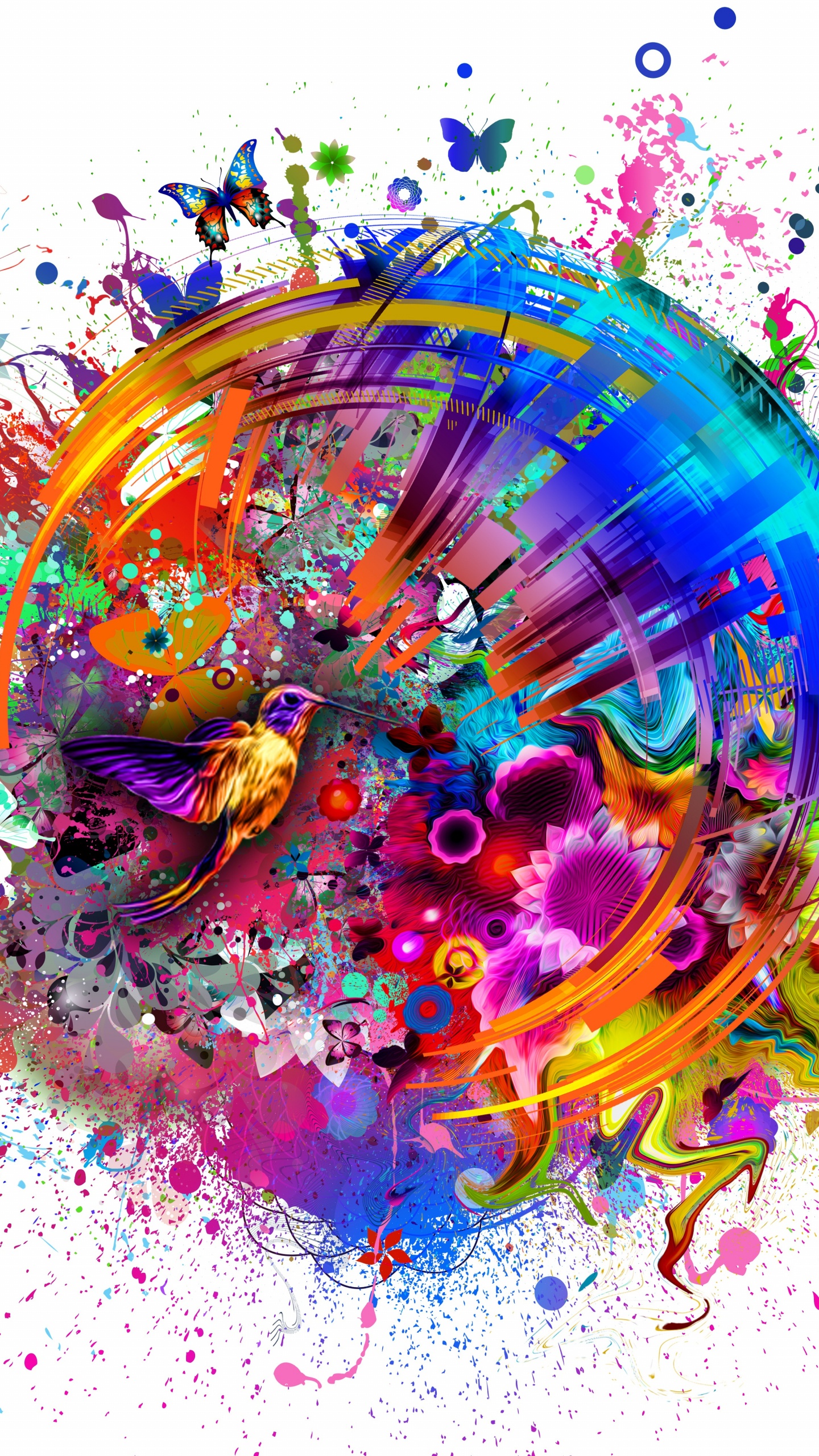 Pintura Abstracta Azul Verde y Rosa. Wallpaper in 1440x2560 Resolution