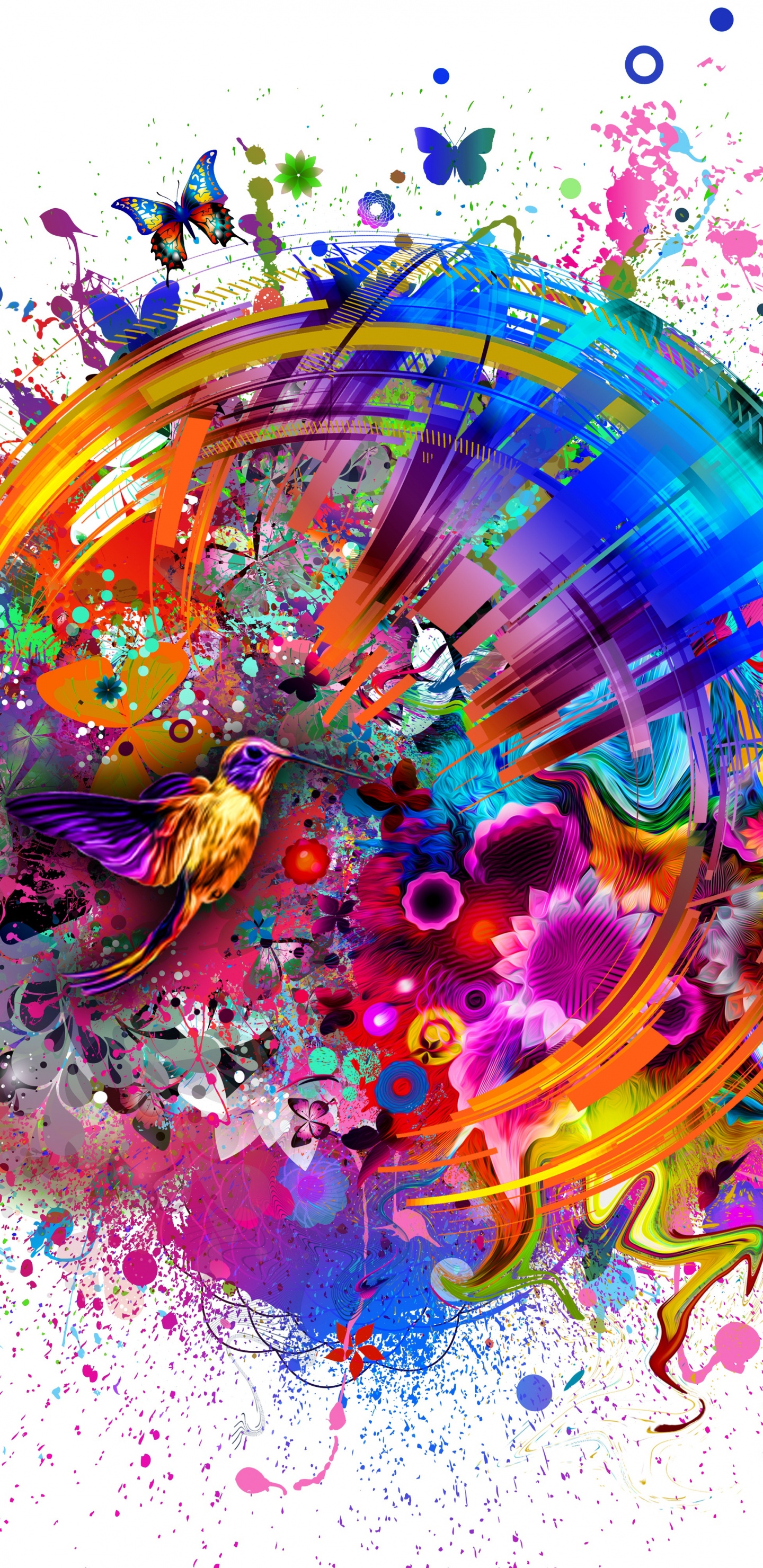 Pintura Abstracta Azul Verde y Rosa. Wallpaper in 1440x2960 Resolution