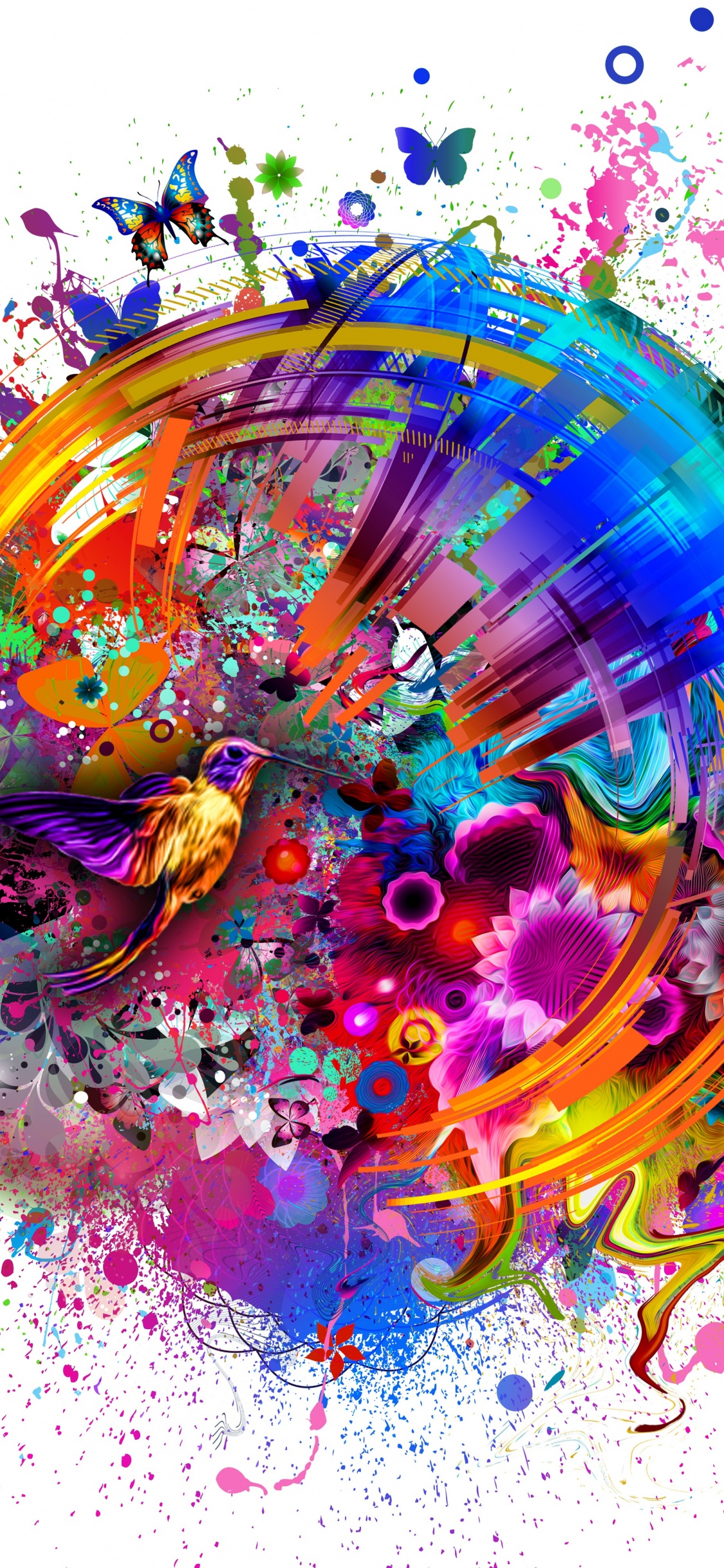 Blue Green and Pink Abstract Painting. Wallpaper in 1125x2436 Resolution