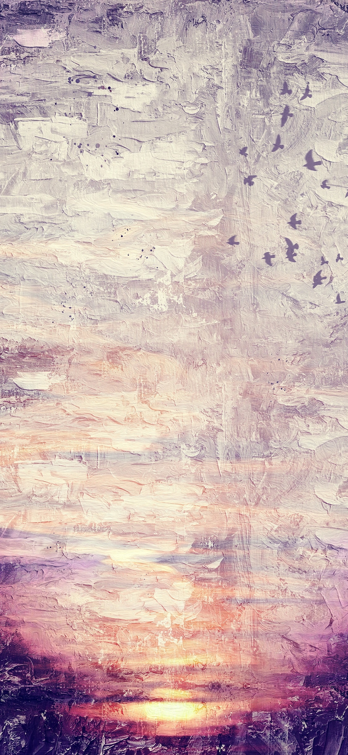 Pintura Abstracta Blanca Morada y Amarilla. Wallpaper in 1125x2436 Resolution