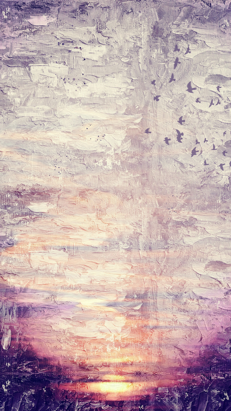 Peinture Abstraite Blanche Violette et Jaune. Wallpaper in 750x1334 Resolution