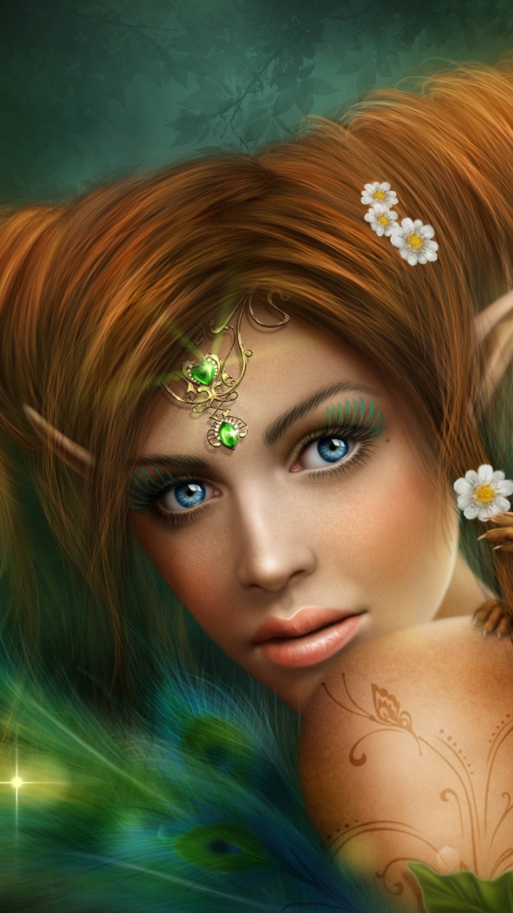 Woman in Green Dress Lying on Green Leaves. Wallpaper in 720x1280 Resolution