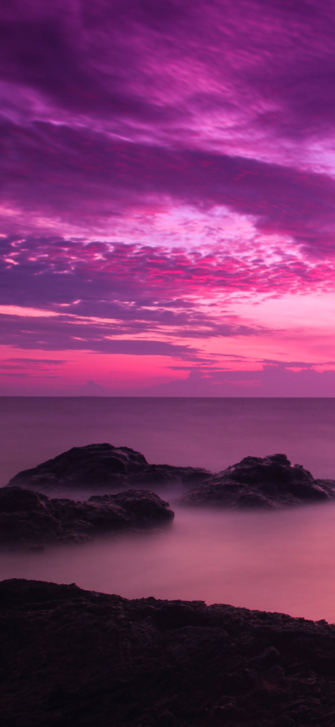 Horizon, Ocean, Pink, Sky, Cloud. Wallpaper in 1125x2436 Resolution