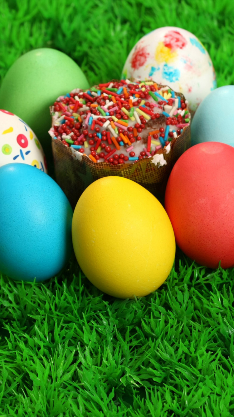 Osterei, Gras, Ostern, Rasen, Wiese. Wallpaper in 750x1334 Resolution