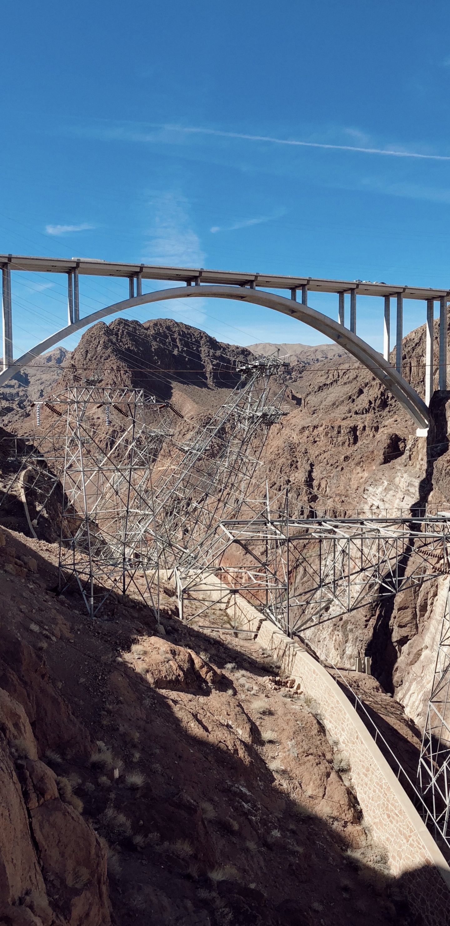 Hoover Dam, Geology, Infrastructure, Bridge, Rock. Wallpaper in 1440x2960 Resolution