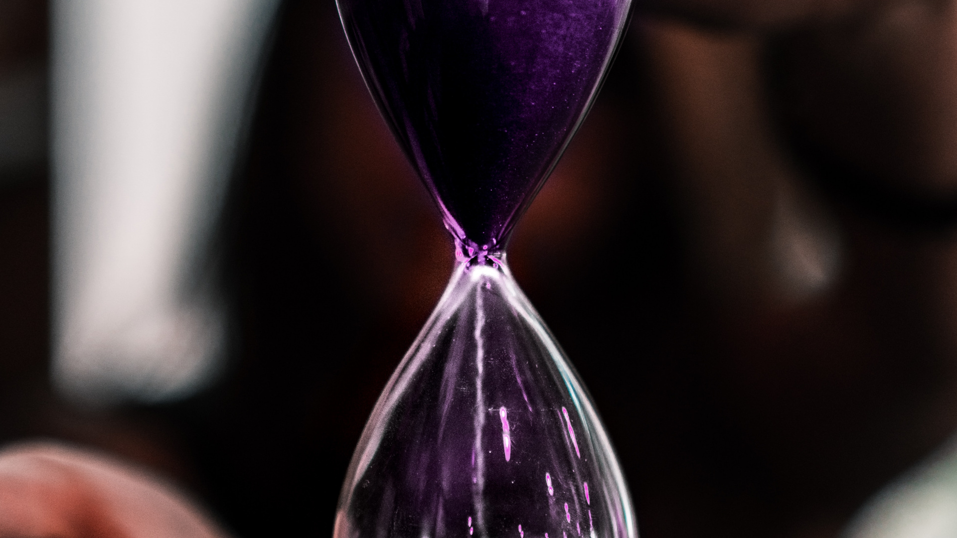 Purple Hour Glass on Persons Hand. Wallpaper in 1920x1080 Resolution