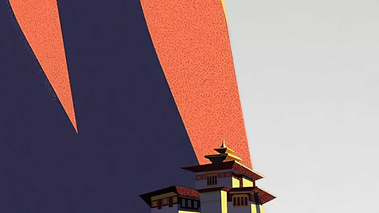 Orange, Illustration, Affiche, Géométrie, Bâtiment. Wallpaper in 1280x720 Resolution