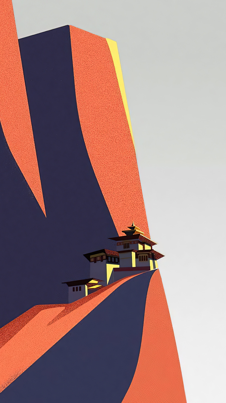 Orange, Illustration, Poster, Geometry, Building. Wallpaper in 750x1334 Resolution